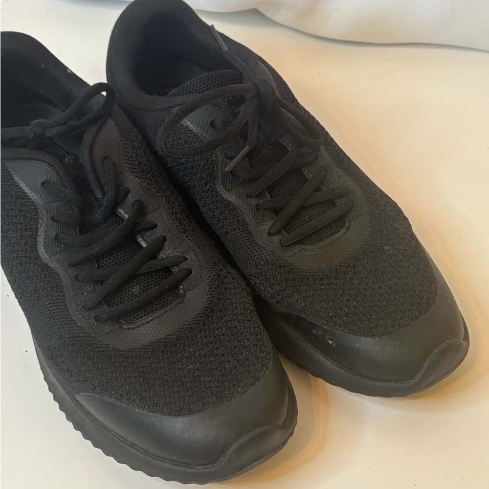 Black non-slip work wear black sneakers skid size 9 fast food shoes - Picture 2 of 16